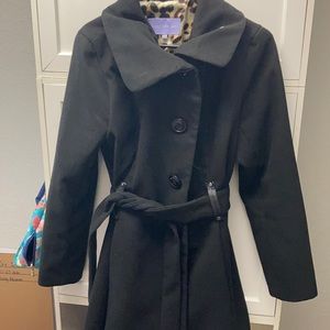 Madden girl black pleated and belted coat